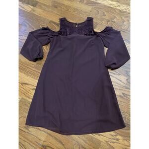 Maurices Women’s Plum Sheer Dress Open Shoulders Long Sleeve Size Medium